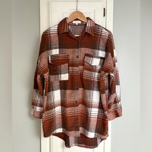 Bohme || Cozy Plaid Button-Up in Rust
